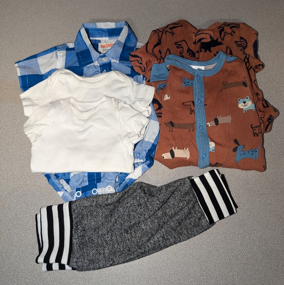 6pc baby boy bundle clothes size 0-3M